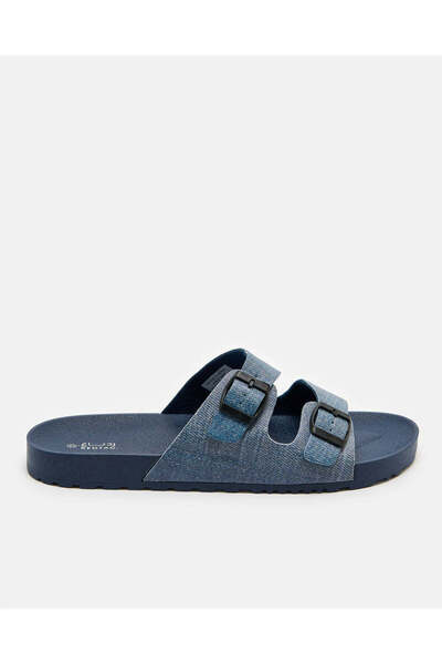 REDTAG Men Blue Denim Comfort Buckle Slide