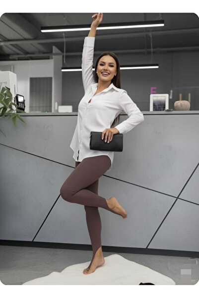 aytenli Winter High Waist Wide Belted Shaping / Sculpting Fingers to Fit through Fleece-Lined Light Shiny Pocketless Crisp Leggings