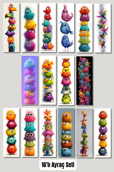 qoeuyl boutique مجموعة علامات الكتب المكونة من 16 قطعة بتصميم الطيور اللطيفة