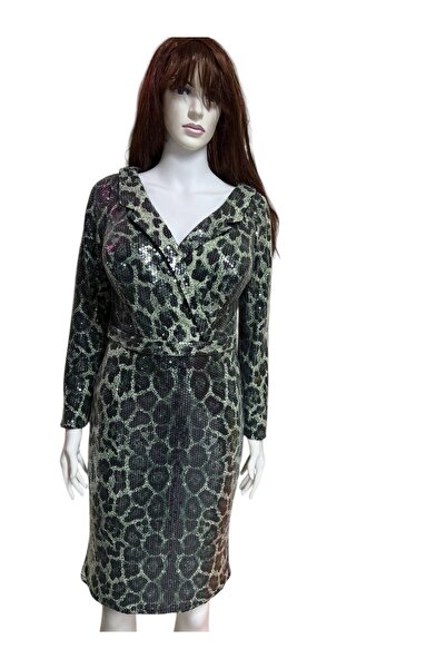 Butik Lena Green Pull-On Dress with Special Design for Women