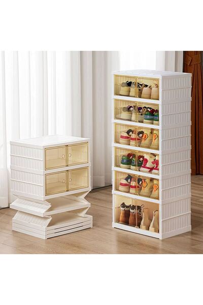 MASKY Kurulum gerektirmeyen Katlanabilir Ayakkabı Saklama Kutusu 6 Katlı