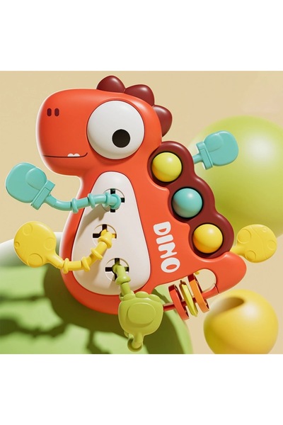 Stuniko Montessori Sensory Toy for Babies 5-in-1 - Dinosaur with Pop It and Teething Function, 18 months+