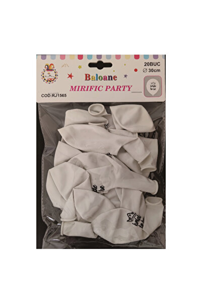 Mirific Party Baloane latex pentru petrecere, albe și negre, coroană „viitoar...