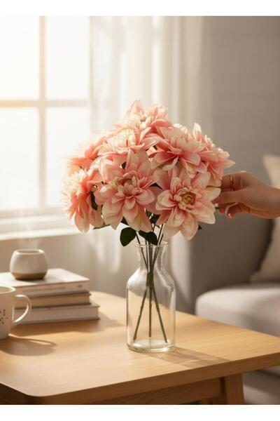 Nettenevime Artificial Flower Pink Light 7-Pointed Star Flower Bunch 40*30cm