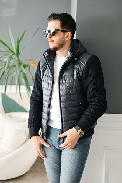 Avni Ceylan Men's Hooded Steel Mesh Sleeve Puffer Jacket