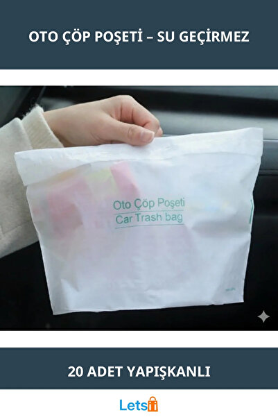 Letsii أكياس قمامة للسيارات ذاتية اللصق مقاومة للماء 20 قطعة