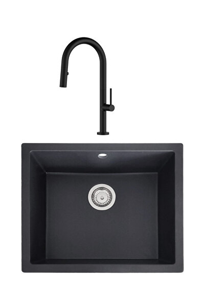 SanDonna KITCHEN SINK SET JOANNA BLACK + CHARLOTTE BLACK MIXER