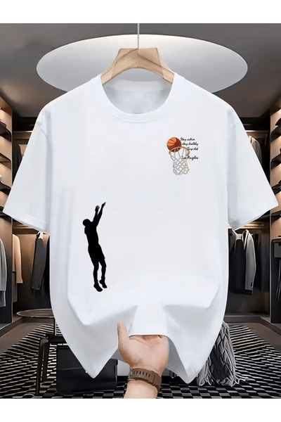 ALEYZA MODA Ανδρικό μπλουζάκι μπάσκετ με στάμπα μεγάλου μεγέθους