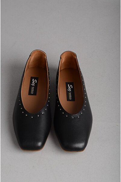 SEÇ KUNDURA Select B107 Genuine Leather Women's Flat Shoes Black