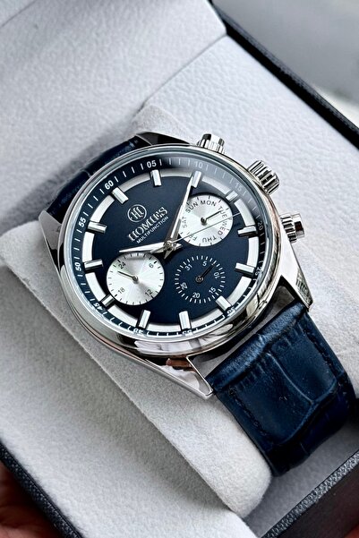 Homies Guaranteed with Calendar Navy Blue Leather Cord Men's Wrist Watch with Bracelet Gift Hmnd8C2