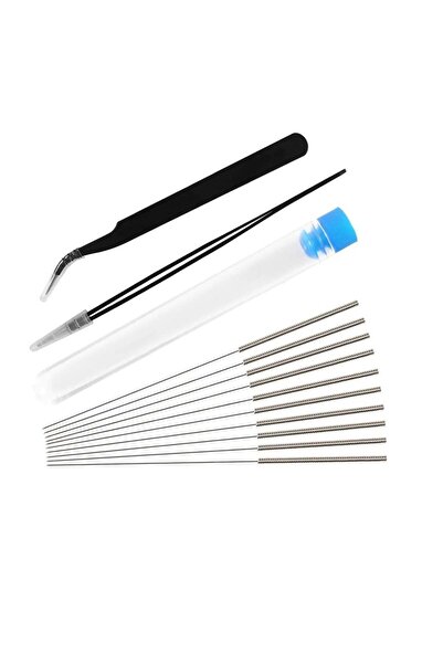 Generic 13 Pcs Printer Nozzle Cleaning Tool Kit - 0.4mm Stainless Steel Needles incl 2 x Tweezers Filament C