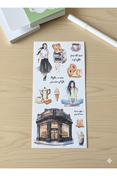hediyeofisi Rich and Coffee Concept Sticker Book – Retro Sticker Set for Bullet Journal and Notebook Decoration