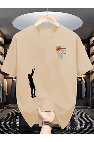 ALEYZA MODA Ανδρικό μπλουζάκι μπάσκετ με στάμπα μεγάλου μεγέθους
