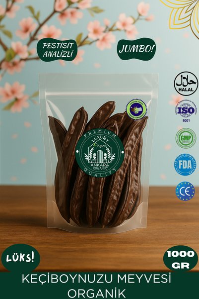 Ankara Organik Organik Keçiboynuzu Meyvesi - Yeni Mahsül, (Pestisit ve Ağır Metal Analizli) 1000 GR