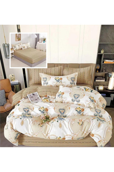 Pucioasa Double Bed Linen 6-Piece Set, Reversible, Fitted Sheet (ST-239)