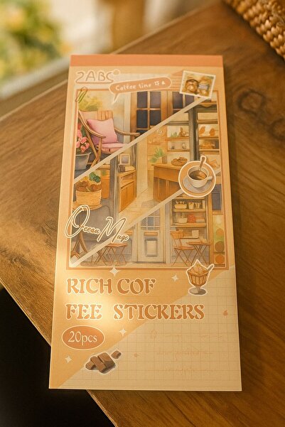 hediyeofisi Rich and Coffee Concept Sticker Book – Retro Sticker Set for Bullet Journal and Notebook Decoration