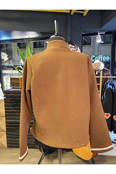 By-esq Women's Embroidery Detailed Floral Patterned Cotton Long Sleeve Cashmere Jacket