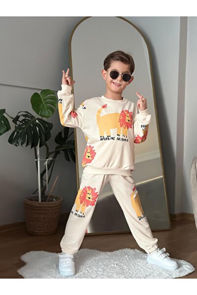 CoolCix Unisex Model Aslan Patterned Thin Cotton Fabric Top and Bottom Set