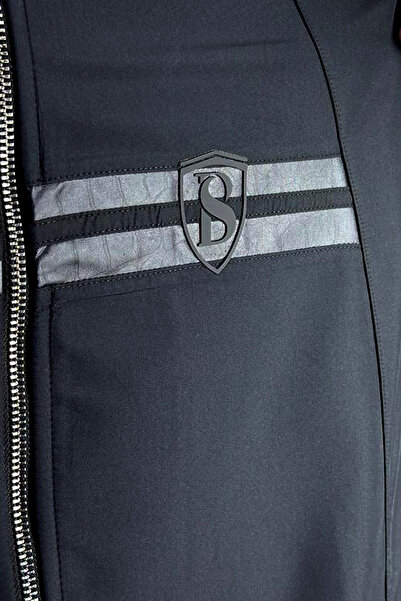 BESSA Smoked Stand Collar Tracksuit Set Parachute Fabric Detailed Zippered Pocket Straight Leg Men's