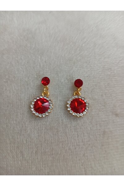 Pervin Ablacım Red Stone Children's Earrings Swinging