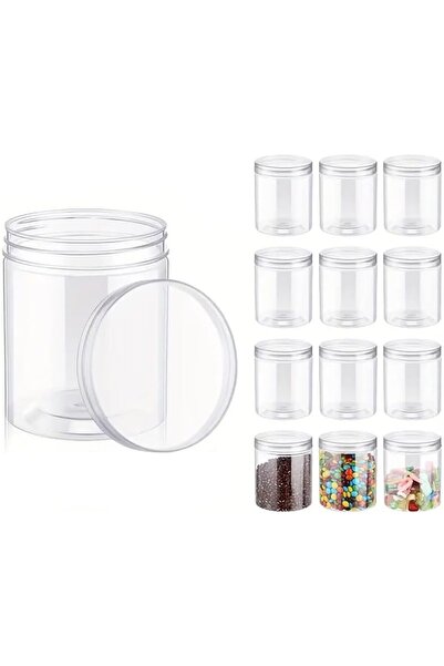 FUFU 12-Pack 250ml Clear Plastic Jars with Lids (Clear Lid)