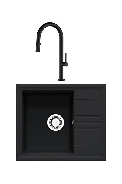 SanDonna KITCHEN SINK SET ALINA BLACK + CHARLOTTE BLACK MIXER