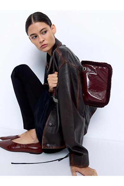 PARFOIS Suni Kürk Kenarlı Omuz Çantası