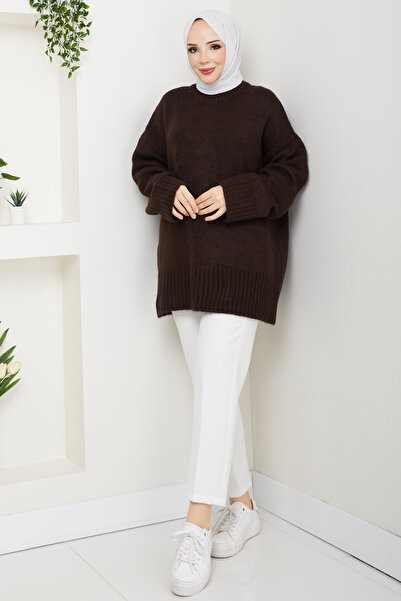 Pamuk Butik Women's Crew Neck Oversize Knitwear Sweater