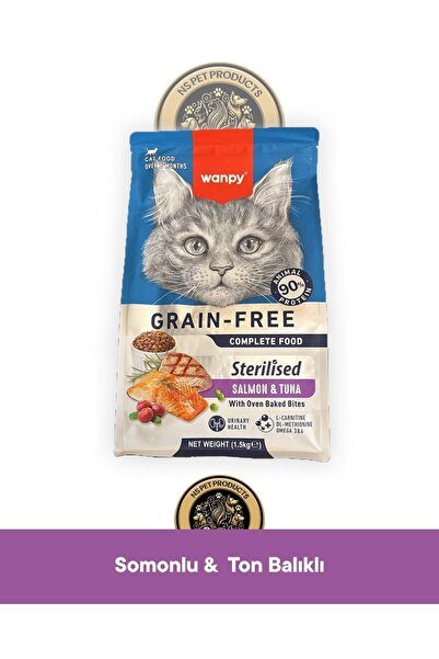 Wanpy Tahılsız Somon & Ton Balık Kısırlaştırılmış Kedi Maması 1.5 kg