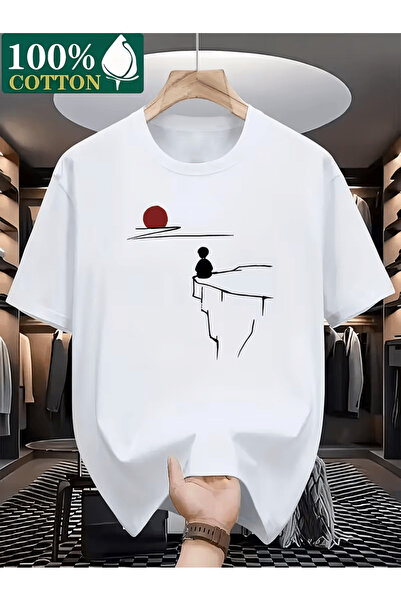 ALEYZA MODA تيشيرت رجالي مطبوع صورة كليف/فاليز