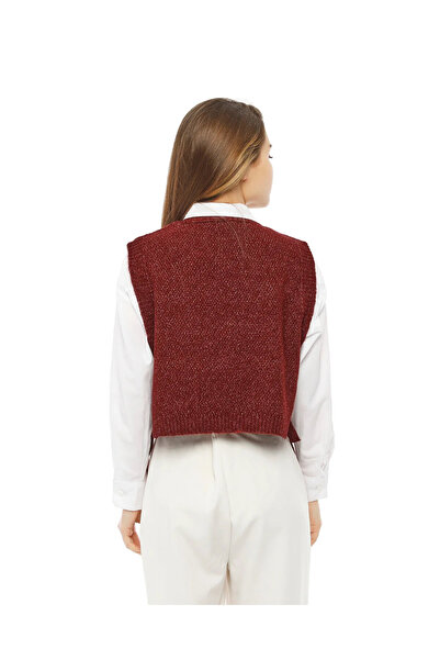 Kırçiçek Women's Hair Braid Slit Short Sweater