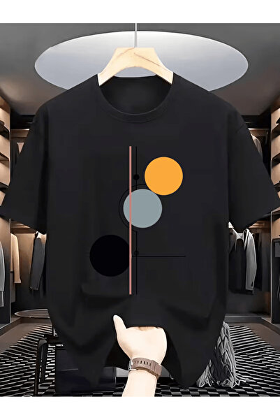 ALEYZA MODA Men's Geometric Circle Printed Oversized T-Shirt