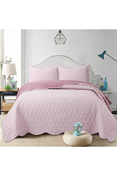 GOBLETTE HOME Perla Series Double Quilted Bedspread Set - Honeycomb Pattern -...