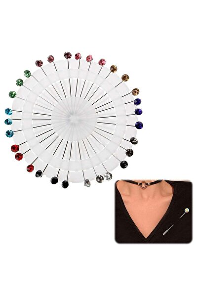 Sky Shine 30PCS Crystal Hijab Pins – Snag-Free Straight Scarf Pins & Brooch Set