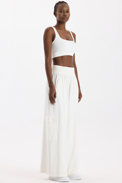COMEUP High Waisted Cargo Pocket Piece Pants Off-White