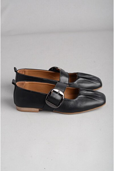 SEÇ KUNDURA Select B108 Genuine Leather Women's Flat Shoes Black