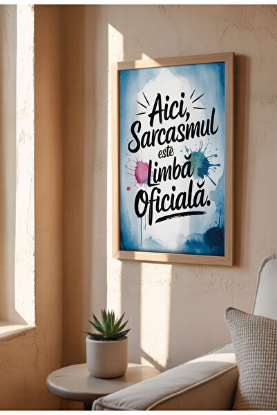 21mxm Unframed Romanian Quote Canvas Poster - Digital Print - Sarcasmul este limba oficiala