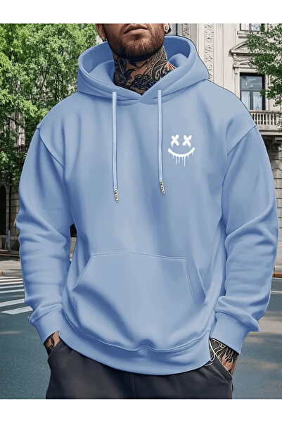 ALEYZA MODA Gothic Smiling Face Pattern Oversized Men's Hoodie