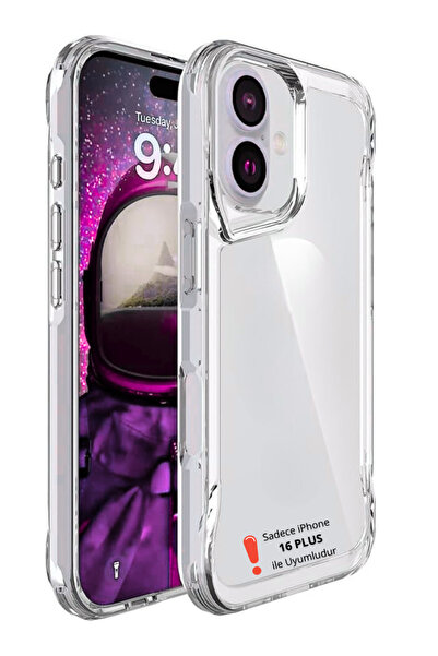 Evax iPhone 16 Plus Compatible Airbag Corner Protection Hard Back Soft Edges Thick Silicone Case