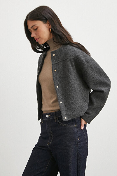 Never more Anti-Racism Bomber Jacket with Elasticated Waist and Buttons