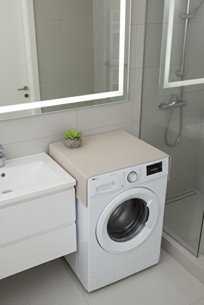 MiniStand غطاء علوي للغسالة من القماش الخام مقاس 50 × 100 سم / غطاء حماية من القماش الطبيعي