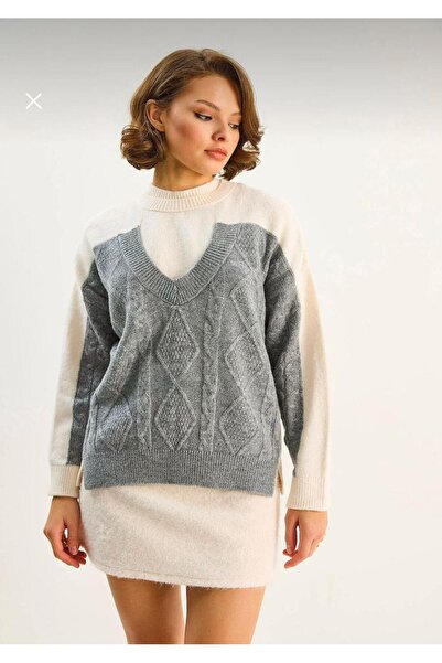Lupies Women's Mink Two-Collar Knitwear Sweater