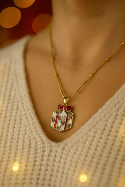 Jaida Moda قلادة نسائية ذهبية اللون من الفولاذ مع حجر الزركون، هدية مميزة لعي...