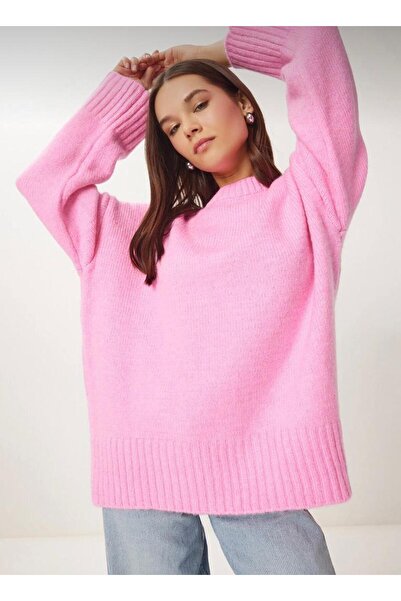 hedef giyim Oversized Crew Neck Plain Knit Sweater