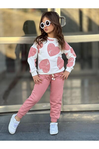 my SERKO kids Heart Printed Girls Tracksuit