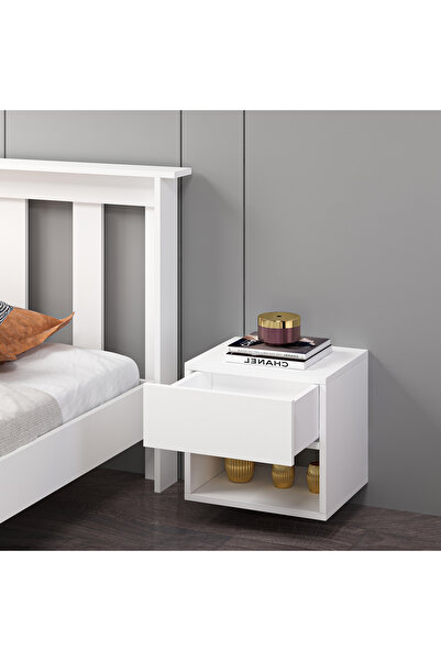 Ninnimo Mdf Beyaz Duvara Monte Komodin Raysız DM1001