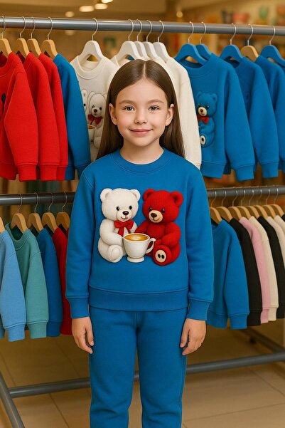 playwear Παιδικό Βαμβακερό Σετ Φούτερ με στάμπα ΚΑΦΕ ΚΟΥΠΑ ΑΡΚΟΥΔΑΚΙ για ΗΛΙΚ...