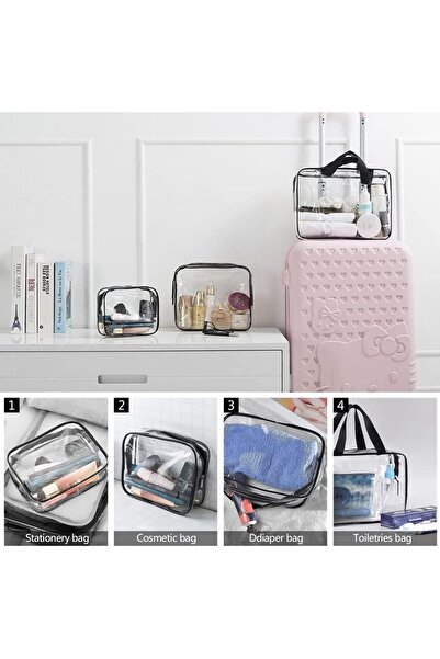 Margoun Toiletry Bag 3 Pack Clear Travel Bags for Toiletries Quart Size(Brown)cosmeticbag2023