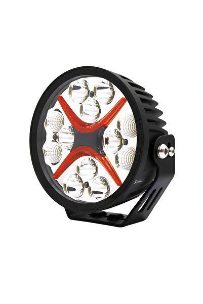 Smart Round LED Work Light, 12V Off-Road Driving Lamp, Black Aluminum Housing with Orange Accent