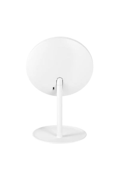 Noor Modern round mirror with LED lighting and a touch-operated base, white color, 17*17*29